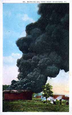 Burning Oil Tank near Bradford, PA