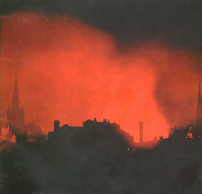Bristol ablaze after a bomb raid