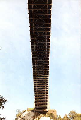 An unusual view of the Suspension Bridge