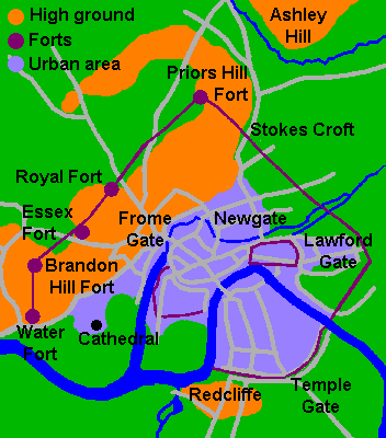 Bristol's defences during the Civil War (1642 - 45)