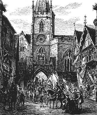 Queen Elizabeth arriving at St John's Gate - 1574