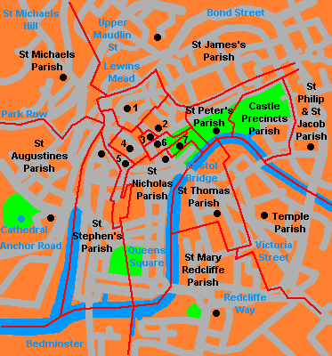 Map of Bristol's Earliest Parishes