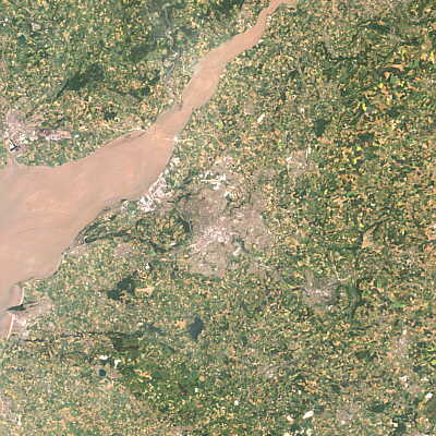 Satellite photo of the area around Bristol