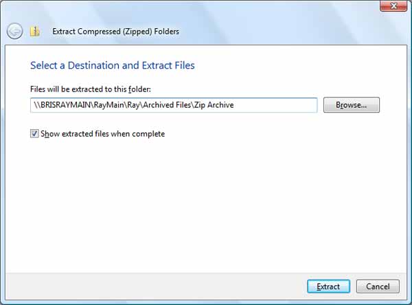 Extract Zip Windows Vista