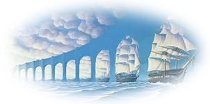 A bridge and ship optical illusion