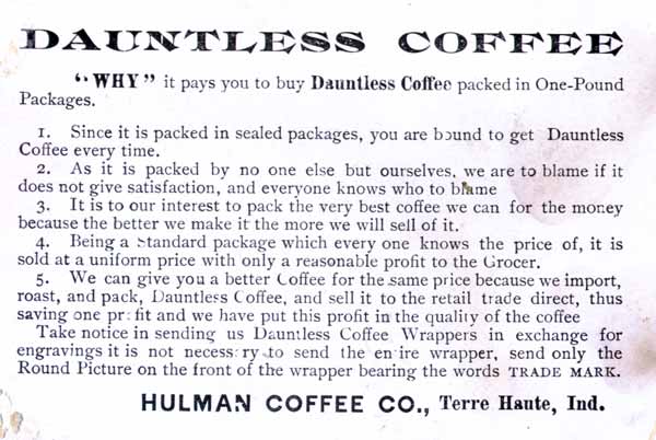 Hulman & Co. - Dauntless Coffee (back)