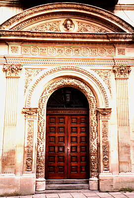 The magnificently carved entrance to Christchurch