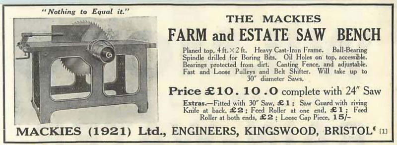 Mackies (1921) Saw Bench - 1926