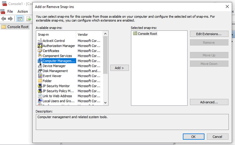 MMC - Adding or removing snap-ins