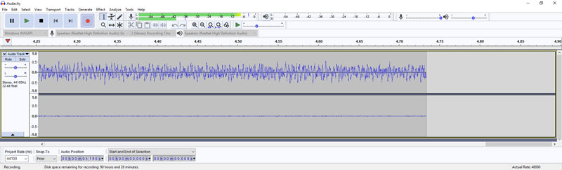 Audacity mono input