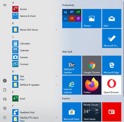 Windows 10 Start menu