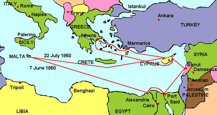 East Med - 1st Cruise - June 7 - July 22 1950