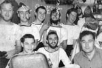 Christmas 1951. Ken Booth identified the people in the picture. Top left to right: Alan Goodwin, two not knowns, Tony Murray, Geoff. Walkden, not known, Gordon Ross (with the staring eyes). Front Left to right: John Stevenson, Albert Howard, three not knowns, Fred Harling. One of Alan Goodwin's photos, submitted by his grandson, Steve McAllister.