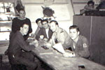 Denys Powell is on the right of this photograph which may have been taken on HMS Gambia but more probably, HMS Cook. Photo kindly submitted by Anita Neads.