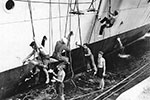 Painting HMS Warrior. Photo from dad's photo albums