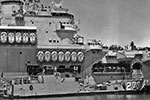 HMS Warrior and landing craft, Vietnam, 1954. Photo from dad's photo albums