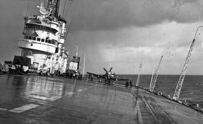 HMS Warrior rolling in bad weather in the Bay of Biscay.