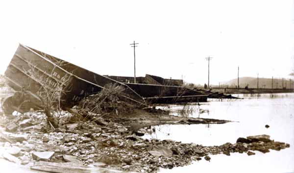 Wrecked rail cars