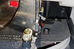 Take a look at what is happening at the bottom of the on/off shaft. The cam should be making contact with the switch to turn it on. Here is the mechanism in the off position.