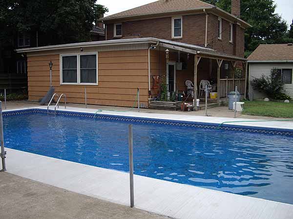 The completed pool surround concrete