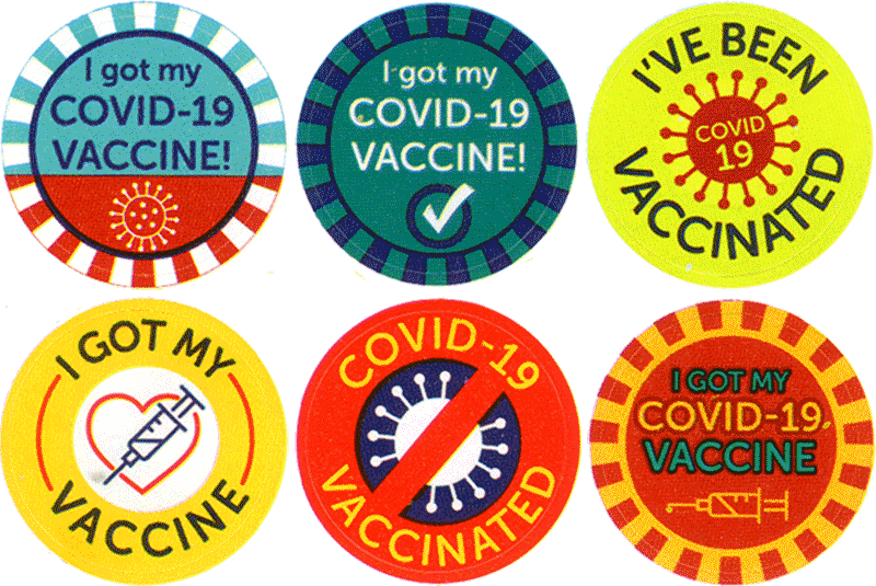 COVID vaccination stickers