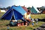 Glastonbury 1983. I've no idea how all that beer got there.