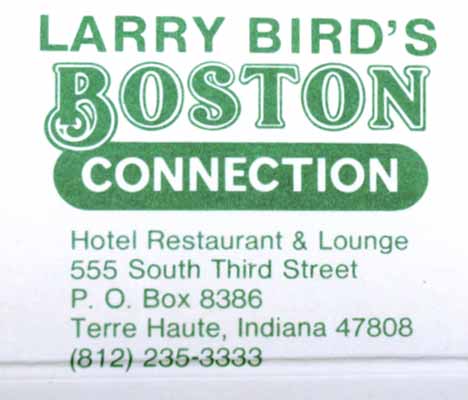 Larry Bird's Boston Connection matchbook