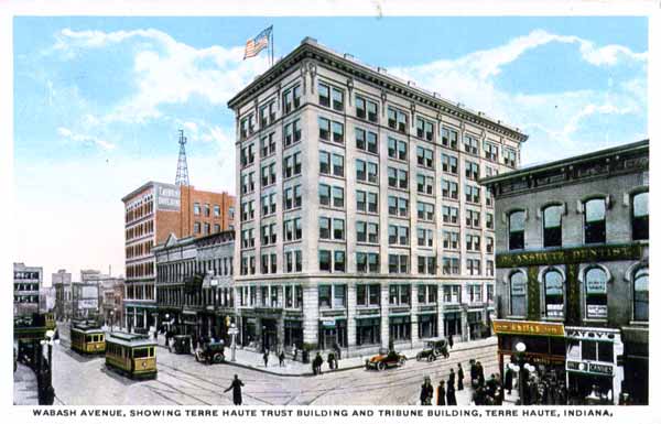 Wabash Avenue, Showing Terre Haute Trust Building and Tribune Building, Terre Haute