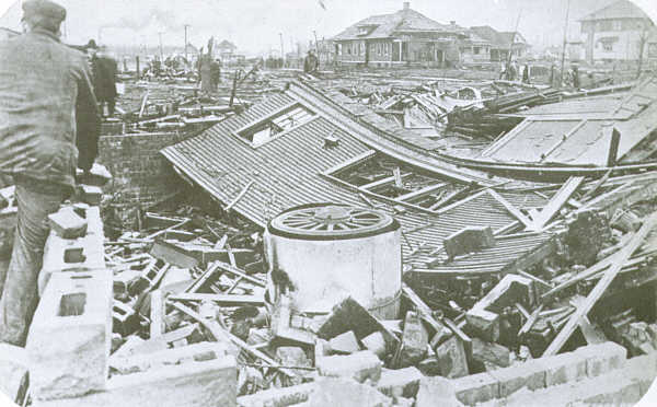 Factory District of Terre Haute Wrecked by Wind