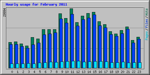 Hourly usage for February 2011