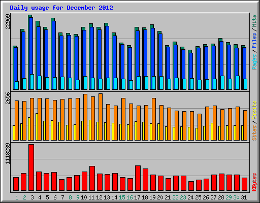 Daily usage for December 2012