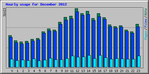 Hourly usage for December 2012