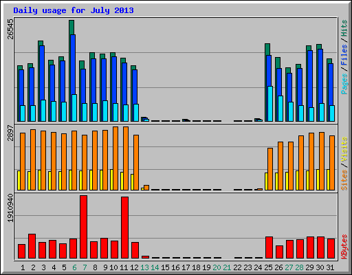 Daily usage for July 2013