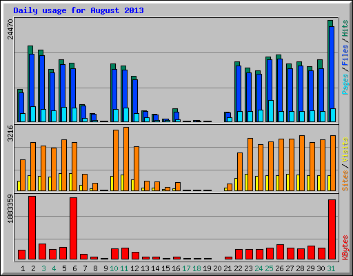 Daily usage for August 2013