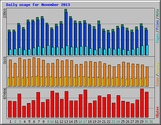 Daily usage for November 2013