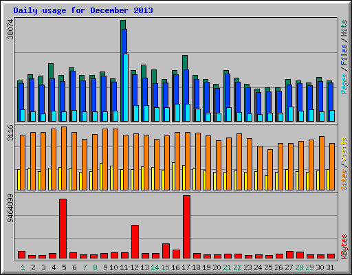 Daily usage for December 2013