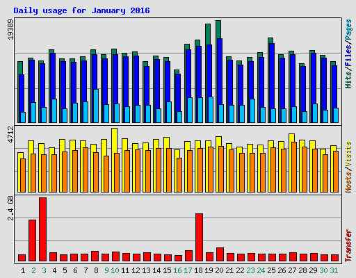 Daily usage for January 2016