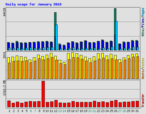 Daily usage for January 2018