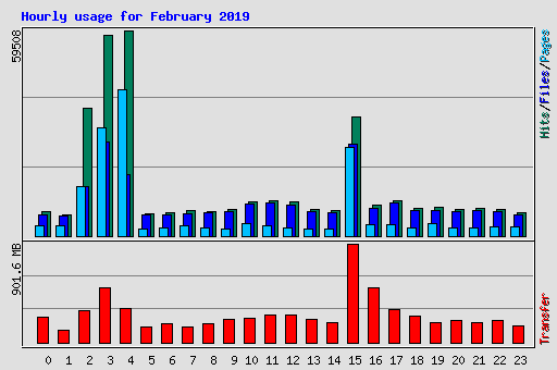 Hourly usage for February 2019