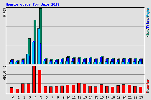 Hourly usage for July 2019