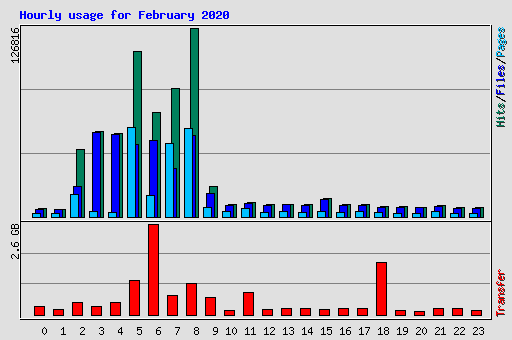 Hourly usage for February 2020