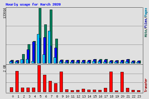 Hourly usage for March 2020