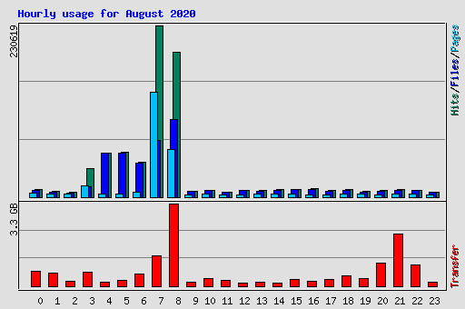 Hourly usage for August 2020