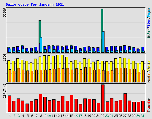 Daily usage for January 2021