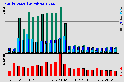 Hourly usage for February 2022