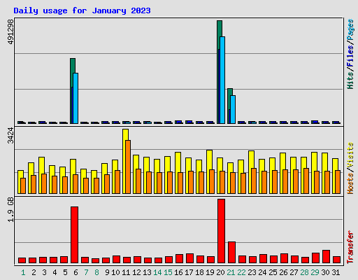 Daily usage for January 2023