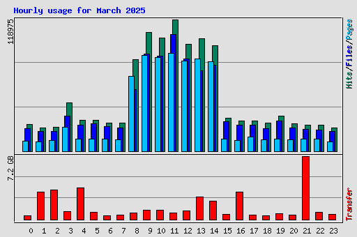 Hourly usage for March 2025
