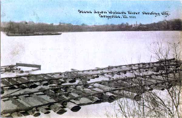 Wabash River showing city, Grayville