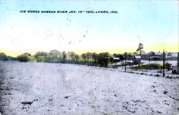 Ice Gorge, Wabash River, frozen and flooded, Lagro