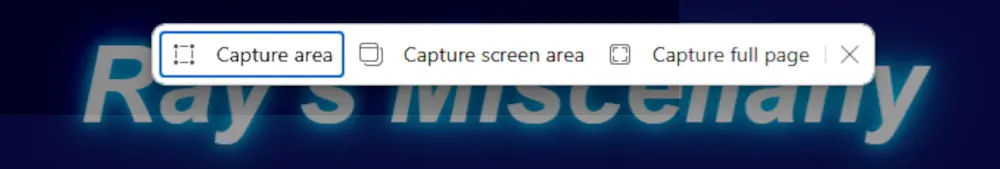 Edge's screenshot capture dialog